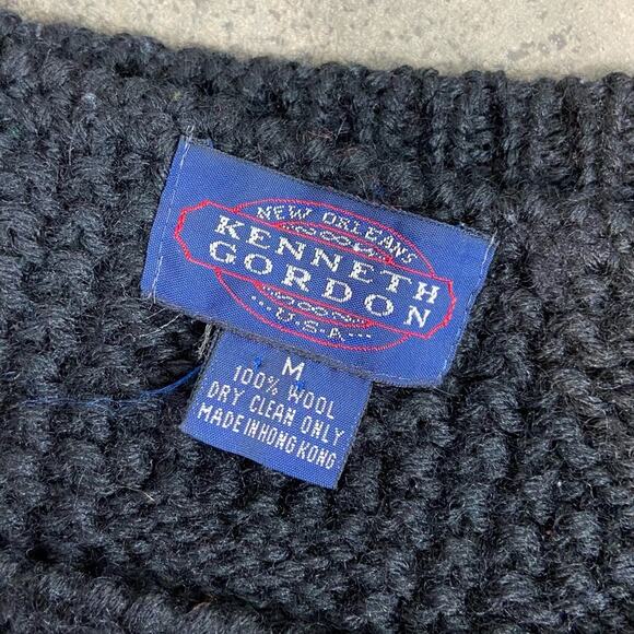 Vintage Kenneth Gordon Oversized Medium 100% Wool Floral Print Boatneck Sweater - Picture 7 of 8